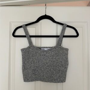 Zara grey cropped knit tank